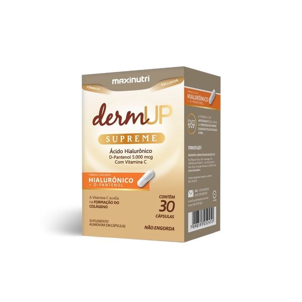 Dermup Supreme (Ácido Hialurônico+D Pantenol) 30 Cápsulas Maxinutri